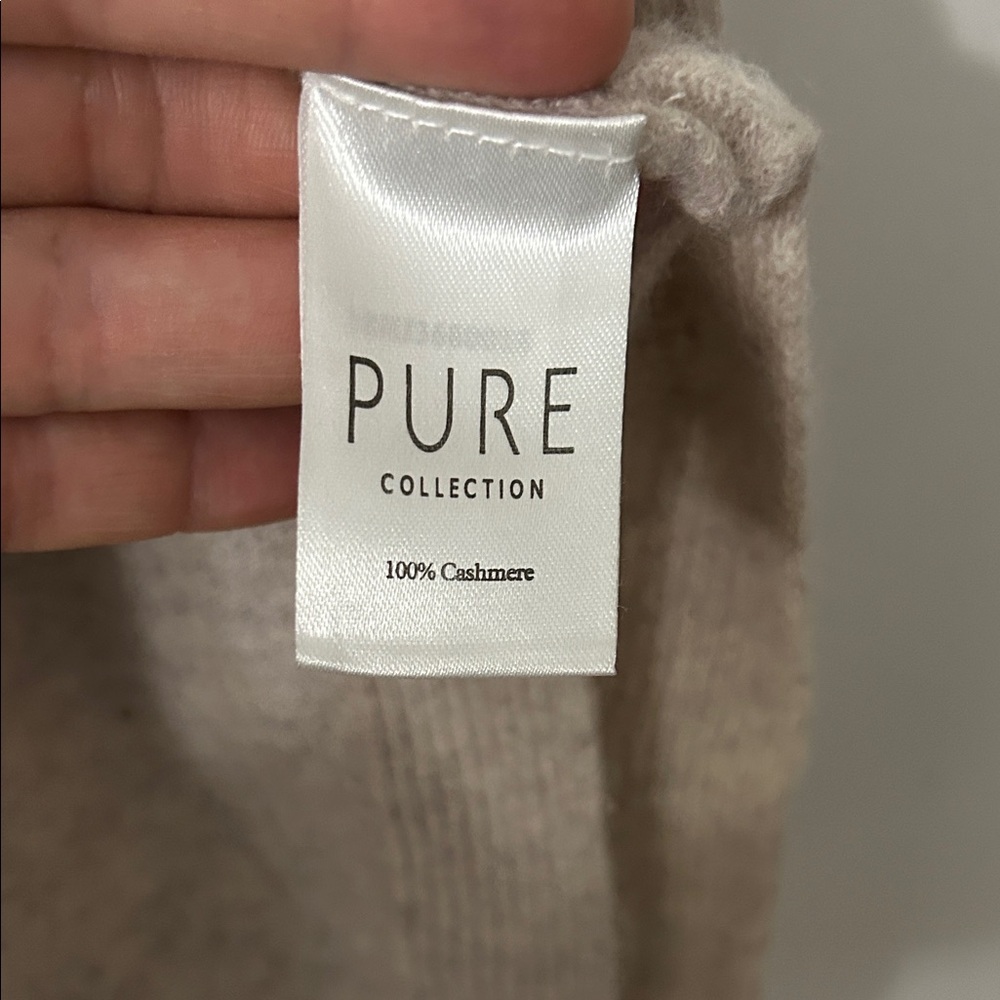 Pure Collection Cashmere Sweater Women's Medium Open Front Luxury Beige Cardigan - Picture 6 of 16